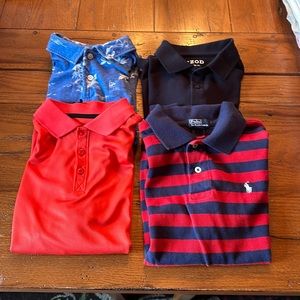 Lot of 4 polo shirts- size 10/12 various colors& brands…gap, polo, izod, mambo